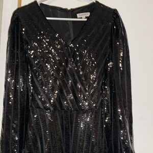 Nanette Lepore Black Sequin Wrap Dress size 12